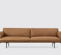 Canapé 3 places en cuir cognac Outline 220 cm - Muuto
