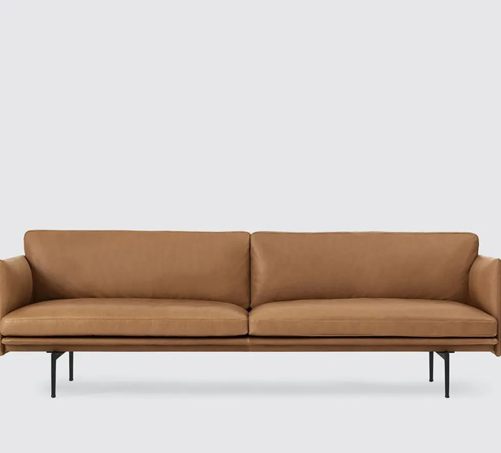Canapé 3 places en cuir cognac Outline 220 cm - Muuto