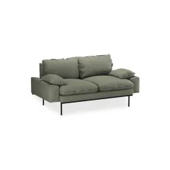 Canapé 2 places en lin vert kaki 175x95x83cm Rétro - HKLIVING