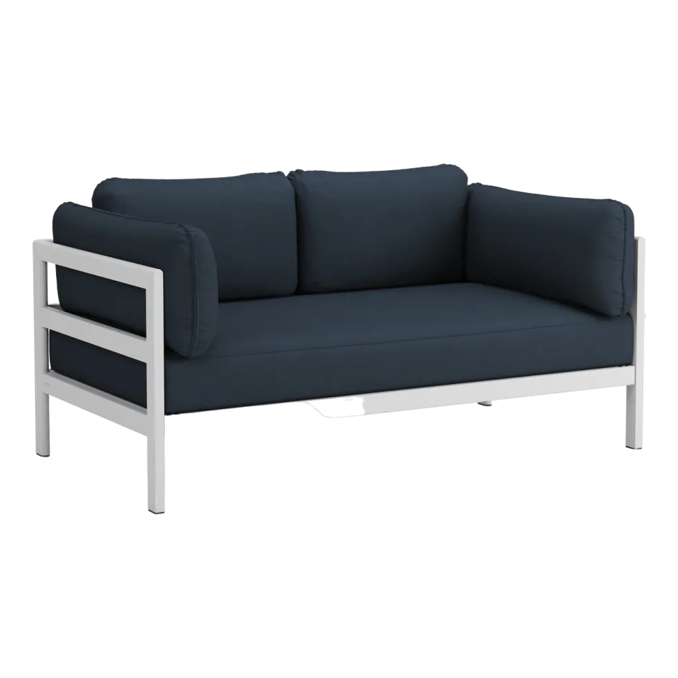 Canapé 2 places en métal gris austral et tissu bleu nuit Easy - Tiptoe