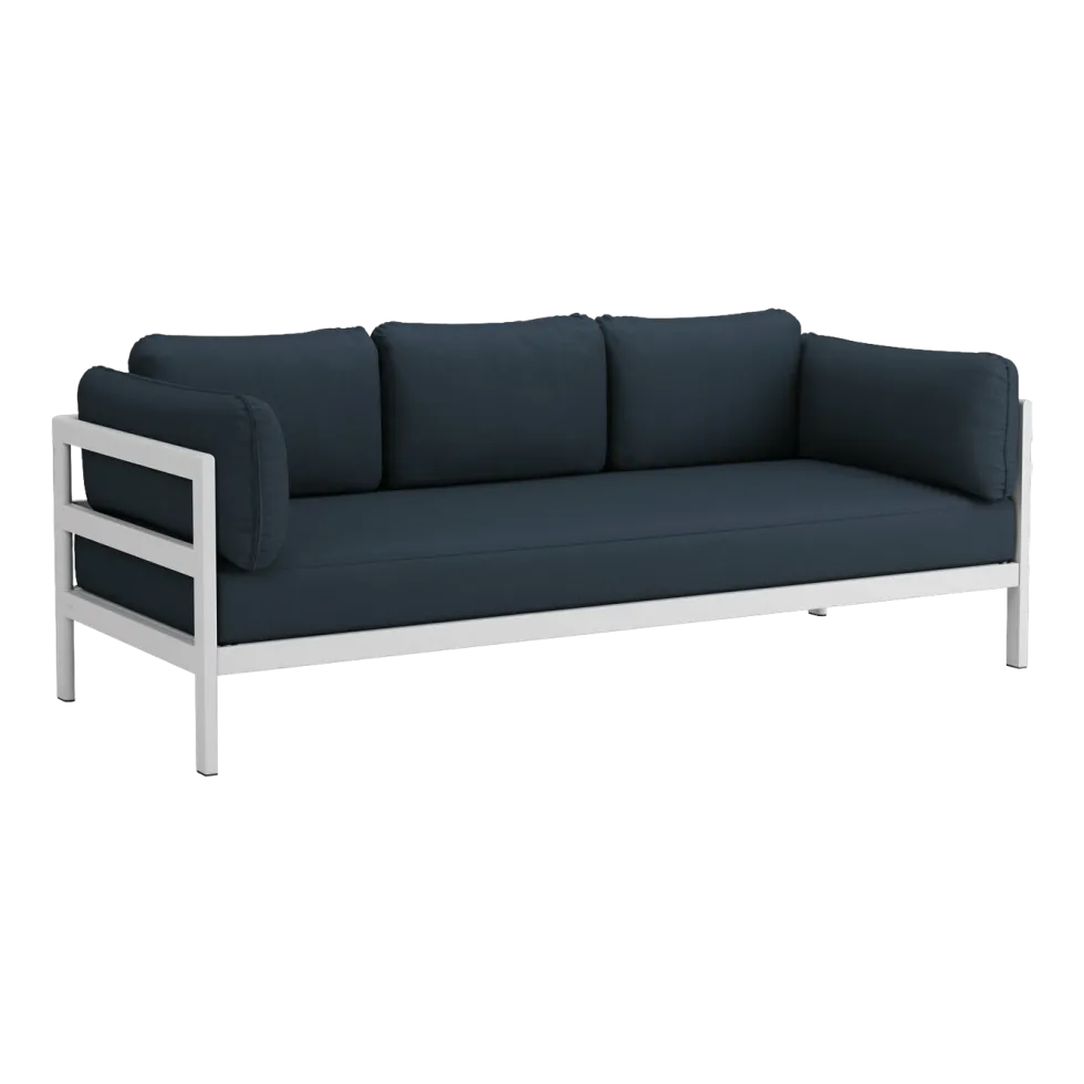 Canapé 3 places en métal gris austral et tissu bleu nuit Easy - Tiptoe