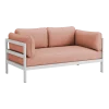 Canapé 2 places en métal gris austral et tissu rose chiné Easy - Tiptoe