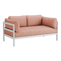 Canapé 2 places en métal gris austral et tissu rose chiné Easy - Tiptoe