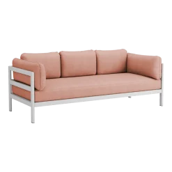 Canapé 3 places en métal gris austral et tissu rose chiné Easy - Tiptoe