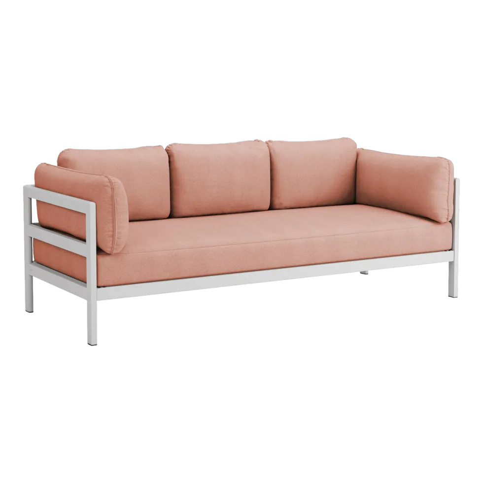 Canapé 3 places en métal gris austral et tissu rose chiné Easy - Tiptoe