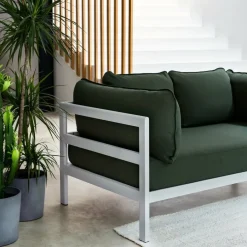 Canapé 2 places en métal gris austral et tissu vert Easy - Tiptoe