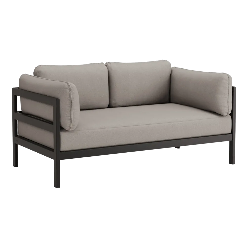 Canapé 2 places en métal noir et tissu beige Easy - Tiptoe