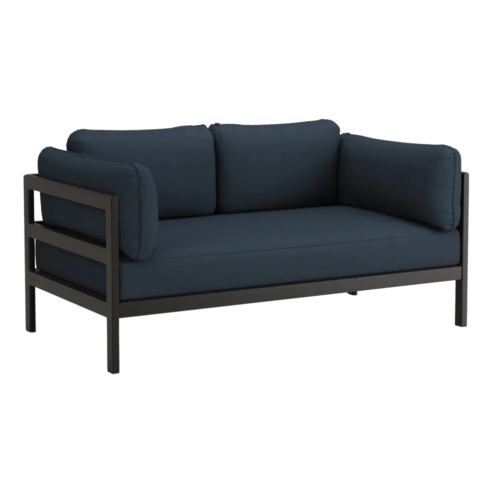 Canapé 2 places en métal noir et tissu bleu nuit Easy - Tiptoe