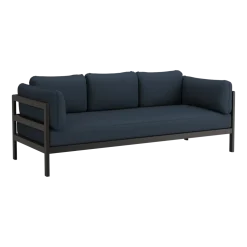 Canapé 3 places en métal noir et tissu bleu nuit Easy - Tiptoe