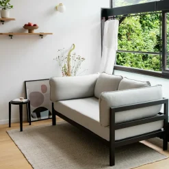 Canapé 2 places en métal noir et tissu gris chiné Easy - Tiptoe