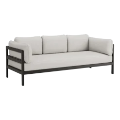 Canapé 3 places en métal noir et tissu gris chiné Easy - Tiptoe