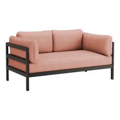 Canapé 2 places en métal noir et tissu rose chiné Easy - Tiptoe