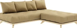 Canapé 2 places en pin et matelas beige blé 200x90cm Senza - Karup Design
