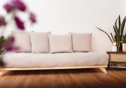 Canapé 2 places en pin et matelas beige 200x90cm Senza - Karup Design