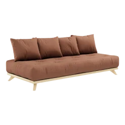 Canapé 2 places en pin et matelas coton argile brune 200x90cm Senza - Karup Design