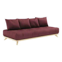 Canapé 2 places en pin et matelas coton bordeaux 200x90cm Senza - Karup Design