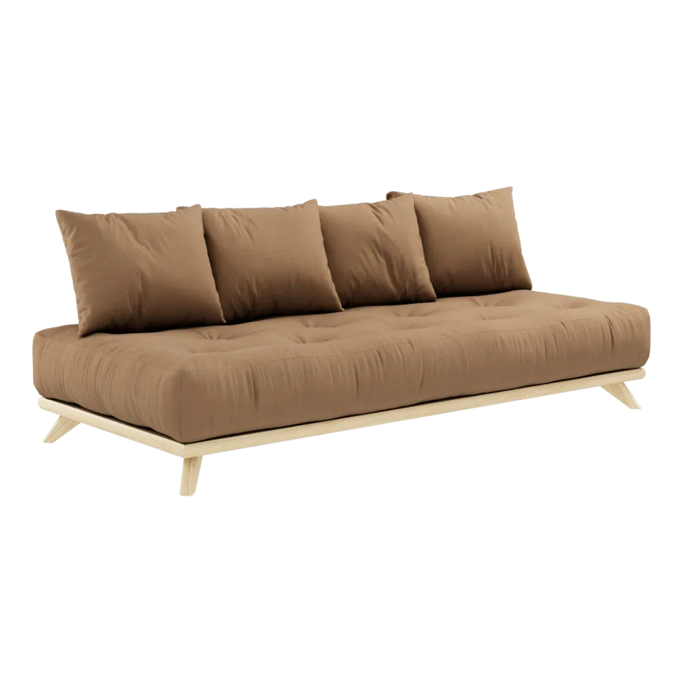 Canapé 2 places en pin et matelas mocca 200x90cm Senza - Karup Design