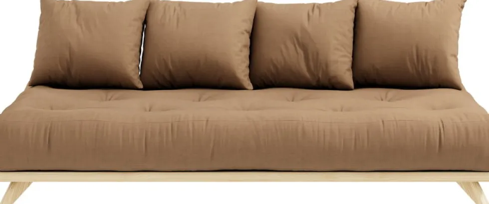 Canapé 2 places en pin et matelas mocca 200x90cm Senza - Karup Design