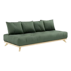 Canapé 2 places en pin et matelas vert olive 200x90cm Senza - Karup Design