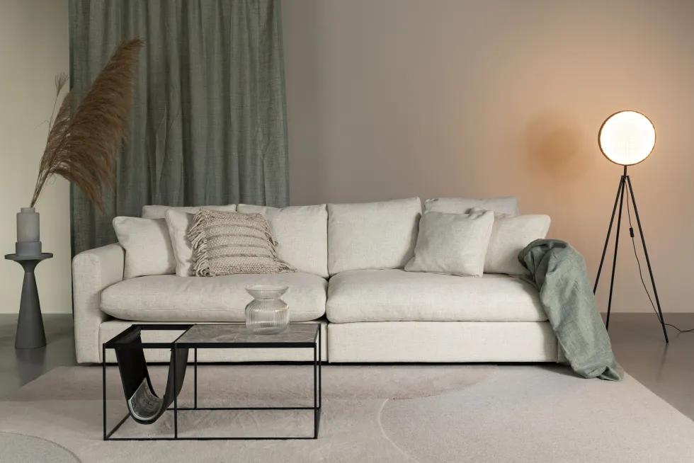 Canapé 3 places en polyester et mélange de lin cream 266cm Sense - Zuiver