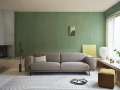 Canapé 3 places en tissu gris beige et pieds en métal noir Rest - Muuto