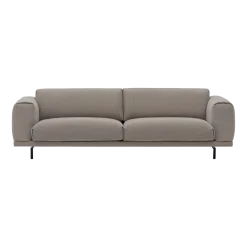 Canapé 3 places en tissu gris beige et pieds en métal noir Rest - Muuto
