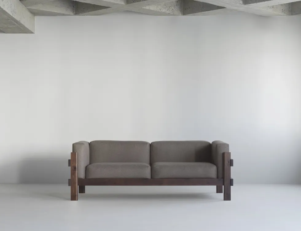 Canapé 3 places en tissu remix 133 gris et pin foncé Kube - Normann Copenhagen