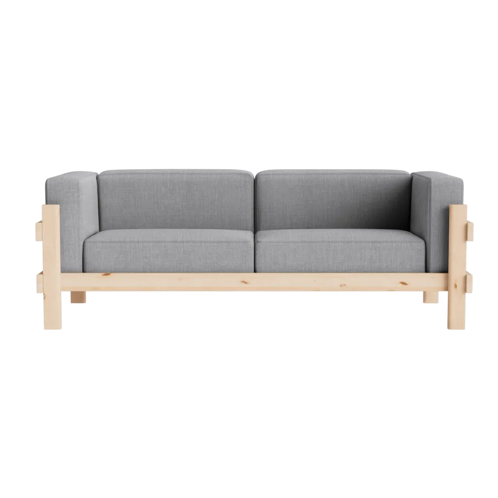 Canapé 3 places en tissu remix 133 gris et pin Kube - Normann Copenhagen