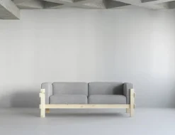Canapé 3 places en tissu remix 133 gris et pin Kube - Normann Copenhagen