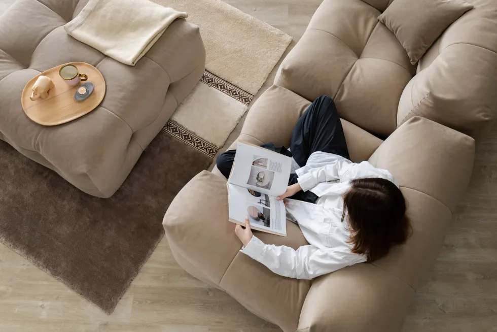 Canapé 3 places en tissu textum avelina gris foncé 315cm Not-A-Sofa - EMKO