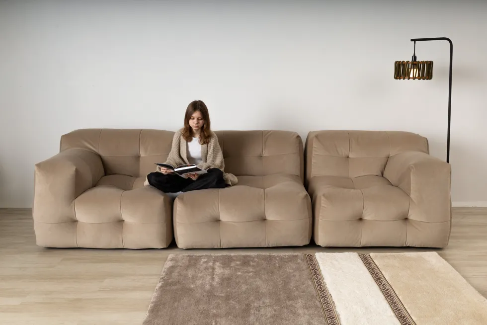 Canapé 3 places en tissu textum avelina gris foncé 315cm Not-A-Sofa - EMKO