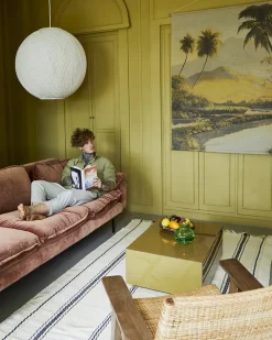 Canapé 3 places en velours brique Retro - Hkliving