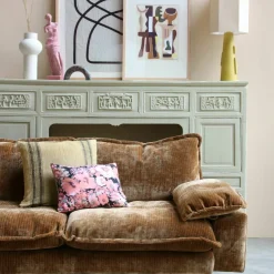 Canapé 4 places en velours brique Retro - Hkliving