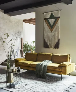 Canapé 3 places en velours olive Retro - HKliving