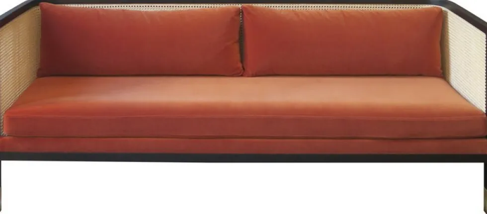 Canapé 3 places en velours rouge orangé Cannage - RED Edition