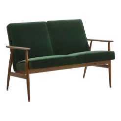 Canapé 2 places en velours vert bouteille et frêne foncé 120 cm Fox - 366 Concept