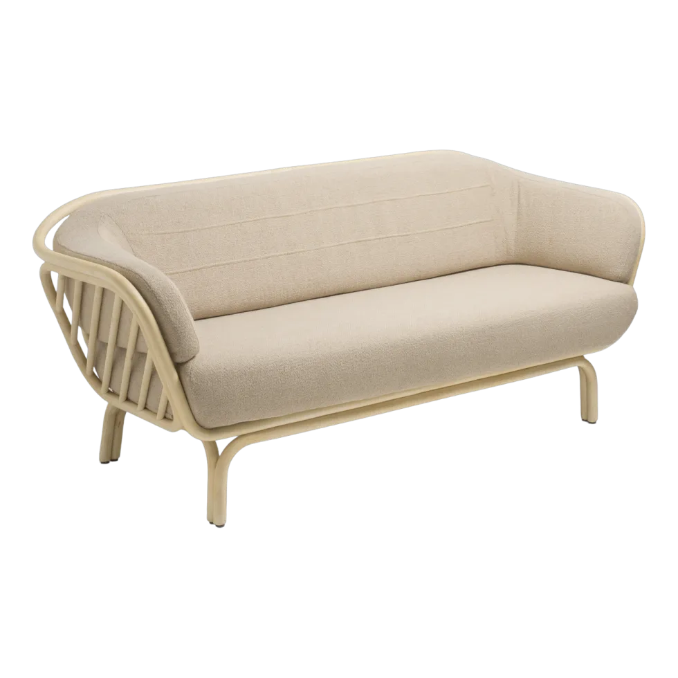 Canapé rotin en tissu beige brema 190cm Bôa Simple - ORCHID EDITION