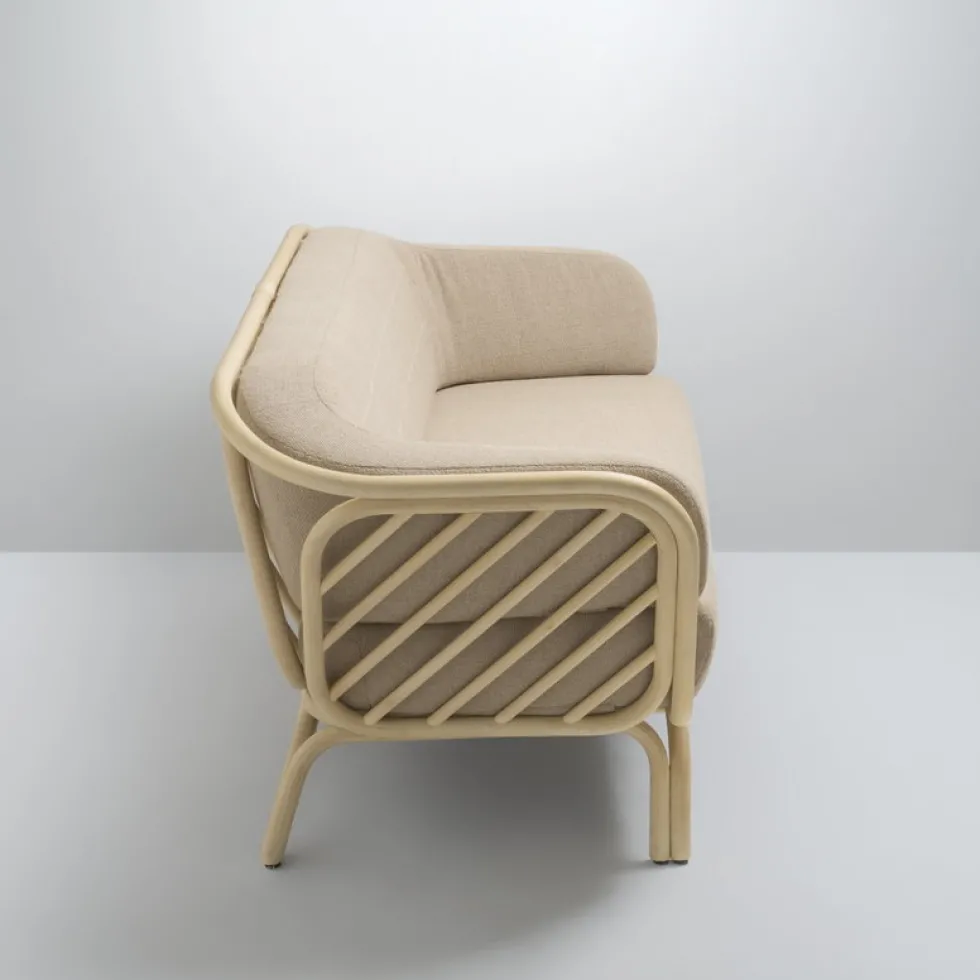 Canapé rotin en tissu beige brema 190cm Bôa Simple - ORCHID EDITION