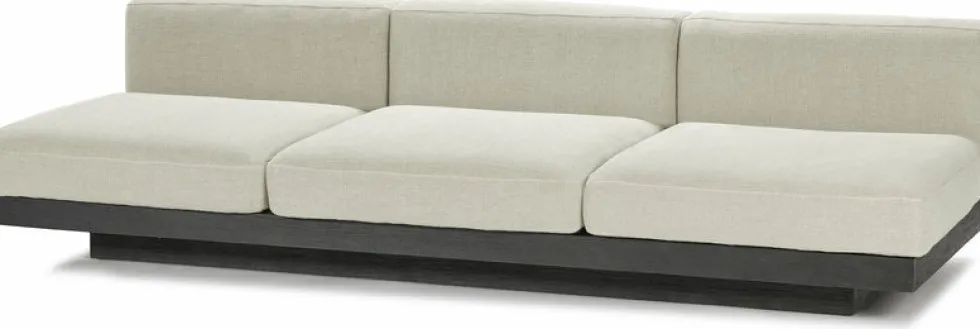 Canapé trois places en bois noir et coussins beiges 287 x 115 x 72 cm Rudolph - Serax