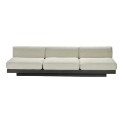 Canapé trois places en bois noir et coussins blancs os 287 x 115 x 72 cm Rudolph - Serax