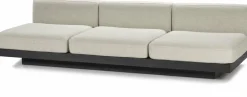 Canapé trois places en bois noir et coussins blancs os 287 x 115 x 72 cm Rudolph - Serax
