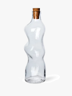 Carafe en verre transparent et bouchon en liège 1L Dimple - Ferm Living