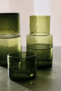 Carafe en verre vert 18cm Tube - HKLIVING
