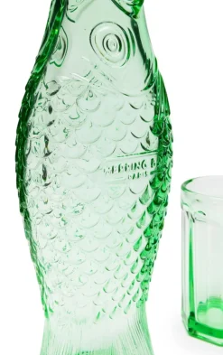 Carafe et 4 verres en verre transparent vert Fish&Fish - Serax