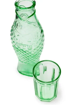 Carafe et 4 verres en verre transparent vert Fish&Fish - Serax