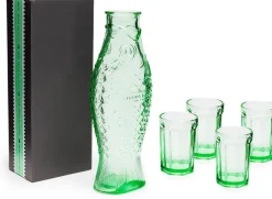 Carafe et 4 verres en verre transparent vert Fish&Fish - Serax