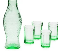 Carafe et 4 verres en verre transparent vert Fish&Fish - Serax
