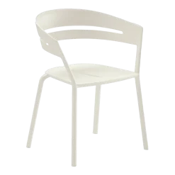 Chaise avec accoudoir en aluminium blanc crème 53 x 61 cm Ria - Fast Spa