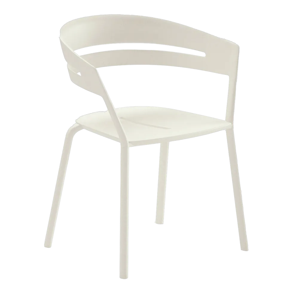 Chaise avec accoudoir en aluminium blanc crème 53 x 61 cm Ria - Fast Spa