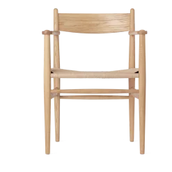 Chaise avec accoudoir en chêne huilé et assise tissée naturelle 81cm CH37 - Carl Hansen & Søn